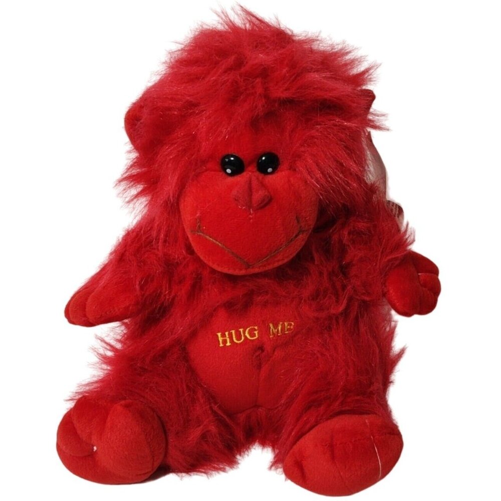 Plush Appeal Red Monkey Gorilla Hug Me Valentines Day Plush Stuffed Animal Hairy